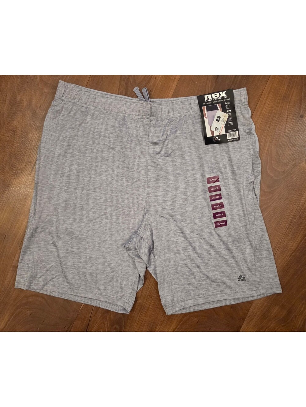 NWT RBX Active Men's XL Space Dye Mesh Athletic Shorts Gray Heathered X-Dri,322